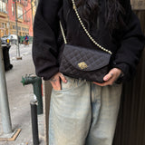 Chanel Black Quilted Satin Gripoix 1986
