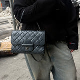 Chanel Dark Grey Quilted Leather Loop Flap Bag 2014