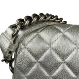 Chanel CC Silver Metallic Quilted Flap Shoulder Bag 2017