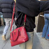 Coach Maroon Pebbled Leather Remi 2Way Bag