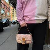 Fendi Raffia Crochet Baguette