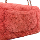 Chanel Coral Terry Cloth Quilted Jumbo Single Flap Shoulder Bag2020