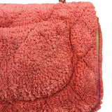 Chanel Coral Terry Cloth Quilted Jumbo Single Flap Shoulder Bag2020