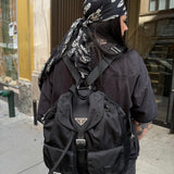 Prada Black Tessuto Nylon Backpack w/ Pouch