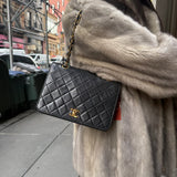 Chanel Black Quilted Single Flap Bag 1988