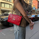 Chanel Red Patent Chocolate Bar Chain Flap Bag 2000