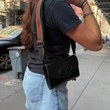 Gucci Black Leather Horsebit Shoulder/Crossbody Bag