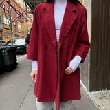 Burberry Vintage Dark Red Wool Mid Length Coat