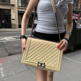 Chanel Patent Large Boy Bag Cream 2012-2013