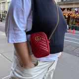 Gucci GG Marmont Vertical Phone Crossbody Bag Red
