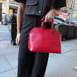Louis Vuitton Red Epi Alma Handbag