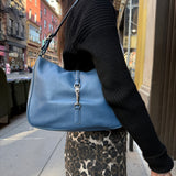 Coach Vintage Blue Leather One Clip Hobo Bag