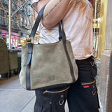 Loewe Suede Anagram Shoulder Tote Olive