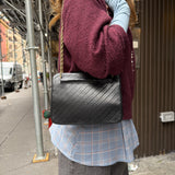 Chanel Vintage Black Chevron Leather Chain Bag