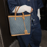 Saint Laurent Monogram Print Denim Bucket Tote