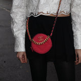 Chanel 19 Round Pink Tweed Chain Shoulder Bag