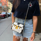Louis Vuitton Epi Leather Petit Malle Bag White Black