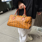 MCM Vintage Leather Logo Boston Handbag