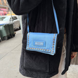 Prada Nylon Blue Studded Crossbody Bag
