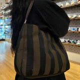 Fendi Zucca Striped Shoulder Bag