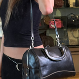 Prada Vintage Black Leather Mini Boston Bag