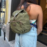 Prada Nylon Drawstring Backpack Green