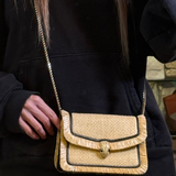 Bvlgari Serpenti Forever Mini Raffia Bag Beige