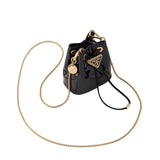 Prada Black Patent Leather Mini Chain Pouch