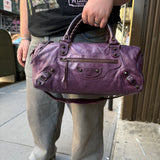 Balenciaga Purple Leather Classic City Bag