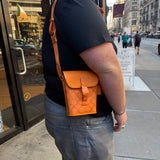 Coach Track Orange Leather Flap Crossbody