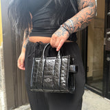 Marc Jacobs Black Croc Embossed Mini Tote Bag