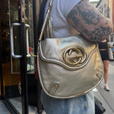 Gucci Interlocking G Britt Tassel Flap Bag Metallic