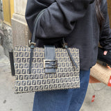 Fendi FF Buckle Navy Zucca Tote Handbag