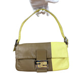 Fendi Yellow Wave Buckle Leather Baguette