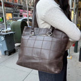Chanel Brown Leather Chocolate Bar Tote 2004
