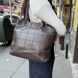 Chanel Brown Leather Chocolate Bar Tote 2004