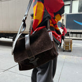 John Varvatos Suede Messenger Bag