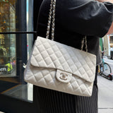 Chanel Grey Cotton M Classic Flap