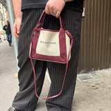 Balenciaga Canvas Maroon Cabas XS Tote Bag