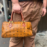 MCM Vintage Leather Logo Boston Handbag