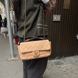 Chanel 2012 Diamond Chain Beige Single Flap