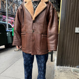 Vintage Leather Fur Lined Long Coat