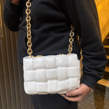 Bottega Veneta White Leather Padded Cassette Chain Bag