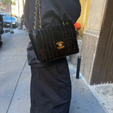 Chanel Black Patent Mademoiselle Single Flap Bag '95