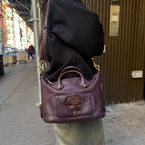 Loewe Purple Leather Ostrich Front 2Way Handbag