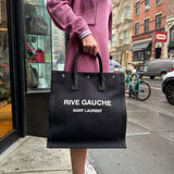YSL Rive Gauche Canvas Tote Black