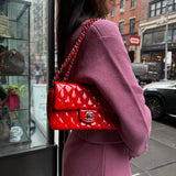 Chanel Red Patent Leather Small Flap Bag