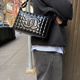 Chanel Black Patent Chocolate Bar Shoulder Bag '02