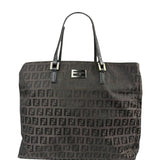 Fendi Brown Leather Trim FF Zucca Tote Bag