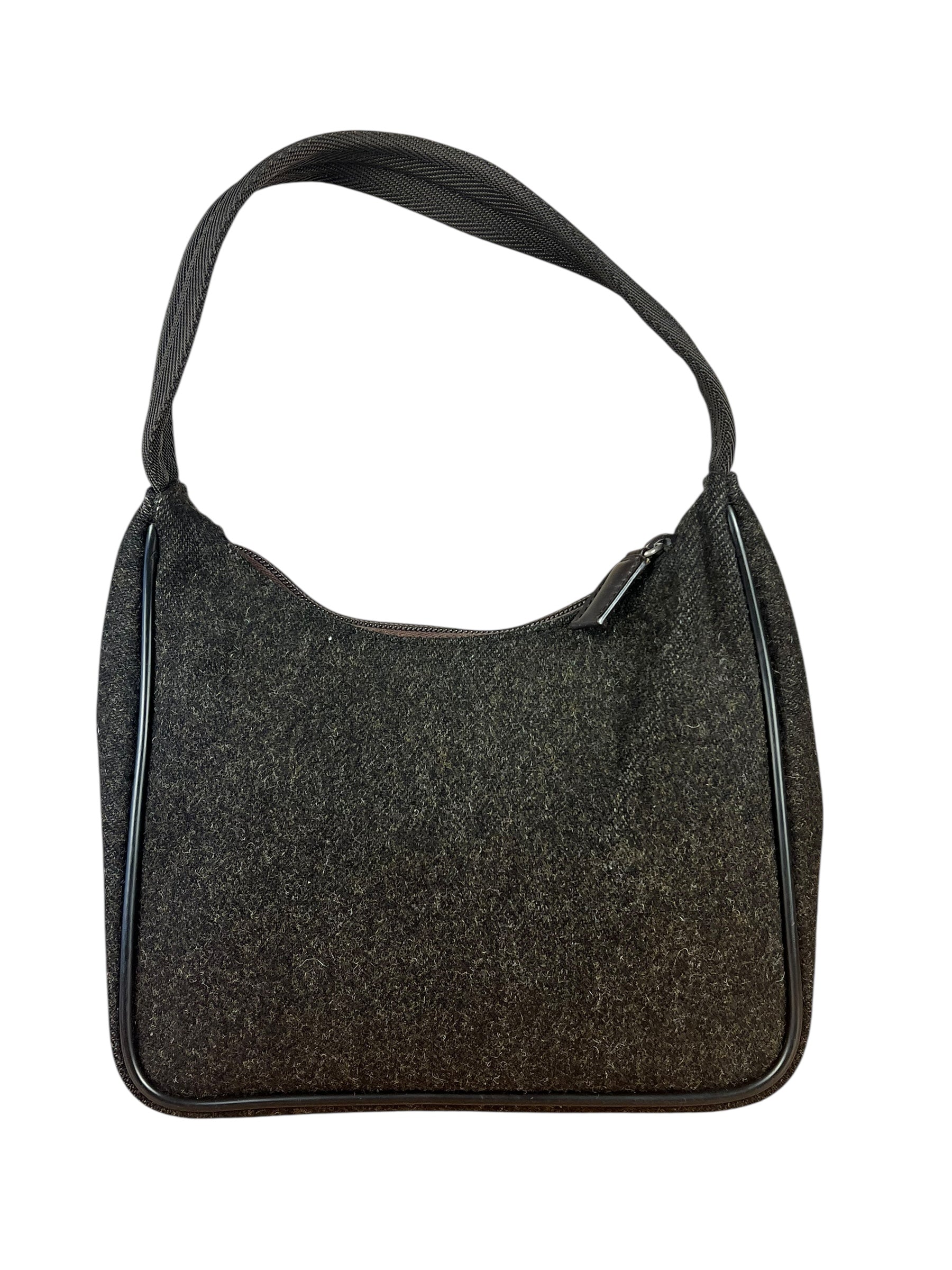 Prada Vintage Dark Grey Wool Pochette